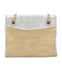 Flap Shoulder Bag, &pound;90, Handbags, Beige/Silver, Raffia, Back view